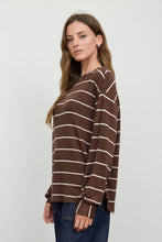 Load image into Gallery viewer, STRIPE LONG SLEEVE CUFFED RELAXED KNIT TOP
