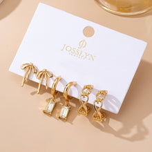 Load image into Gallery viewer, Baguette Stone Hoop, Bow Trio Earring Set | 80E61789
