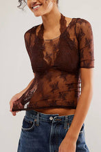 Load image into Gallery viewer, Sheer Lace Overlay Blouse
