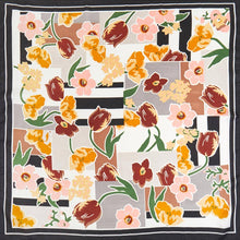 Load image into Gallery viewer, Geometric Floral Pattern Printed Square Silky Satin Bandana Scarf
