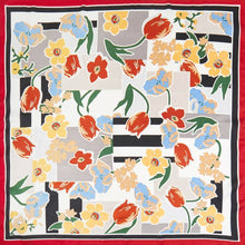 Load image into Gallery viewer, Geometric Floral Pattern Printed Square Silky Satin Bandana Scarf
