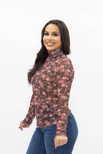 Load image into Gallery viewer, Mock Neck Mesh Top, Floral
