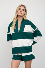 Load image into Gallery viewer, WIDE STRIPE HALF ZIP LONG SLEEVE KNIT TOP
