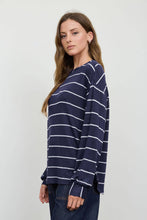 Load image into Gallery viewer, STRIPE LONG SLEEVE CUFFED RELAXED KNIT TOP
