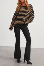 Load image into Gallery viewer, Oversized Exposed seam Batwing Sleeve Stripe Knit sweater
