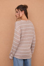 Load image into Gallery viewer, STRIPE LONG SLEEVE CUFFED RELAXED KNIT TOP
