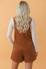 Load image into Gallery viewer, Solid Tie V-Neck Sleeveless Corduroy Romper
