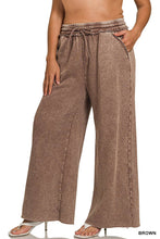 Load image into Gallery viewer, Plus Acid Wash Fleece Palazzo Sweatpants  Zenana
