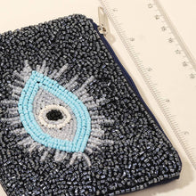 Load image into Gallery viewer, Blue Seed Beaded Evil Eye Coin Purse
