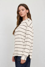 Load image into Gallery viewer, STRIPE LONG SLEEVE CUFFED RELAXED KNIT TOP
