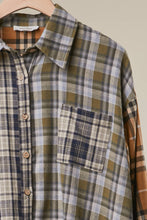 Load image into Gallery viewer, Mixed Plaid Patchwork Button Up Shirt
