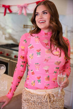 Load image into Gallery viewer, Keigan Mesh Top- Holiday Drinks
