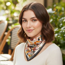 Load image into Gallery viewer, Geometric Floral Pattern Printed Square Silky Satin Bandana Scarf

