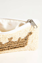 Load image into Gallery viewer, White Beaded Golden Crown Coin Purse
