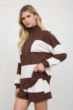Load image into Gallery viewer, WIDE STRIPE HALF ZIP LONG SLEEVE KNIT TOP
