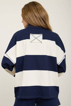 Load image into Gallery viewer, WIDE STRIPE HALF ZIP LONG SLEEVE KNIT TOP
