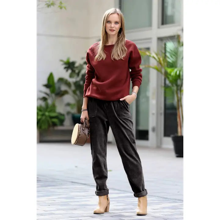 Drawstring Corduroy Pants