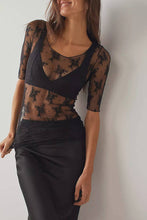 Load image into Gallery viewer, Sheer Lace Overlay Blouse

