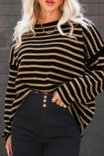 Load image into Gallery viewer, Oversized Exposed seam Batwing Sleeve Stripe Knit sweater
