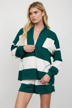 Load image into Gallery viewer, WIDE STRIPE HALF ZIP LONG SLEEVE KNIT TOP
