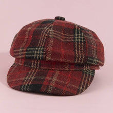 Load image into Gallery viewer, Tartan Plaid Eight Panel Newsboy Cap
