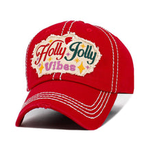 Load image into Gallery viewer, HOLLY JOLLY Vibes Message Embroidered Christmas Vintage Baseball Cap
