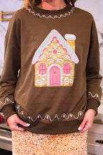 Load image into Gallery viewer, Foil Gingerbread House Pullover
