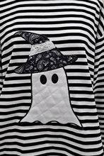 Load image into Gallery viewer, Halloween Ghost Appliqué Striped Long Sleeve Top

