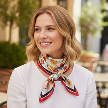 Load image into Gallery viewer, Geometric Floral Pattern Printed Square Silky Satin Bandana Scarf

