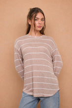 Load image into Gallery viewer, STRIPE LONG SLEEVE CUFFED RELAXED KNIT TOP
