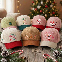 Load image into Gallery viewer, Santa Embroidered Fuzzy Corduroy Baseball Cap
