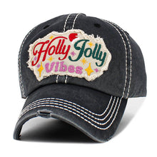 Load image into Gallery viewer, HOLLY JOLLY Vibes Message Embroidered Christmas Vintage Baseball Cap
