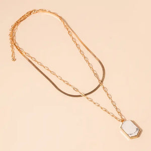 Layered Stone Pendant Necklace